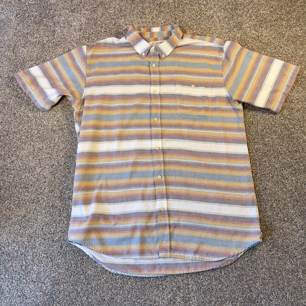 Ezekiel Mens XL Striped Button Up Shirt Short Sleeve Casual Surf Skate